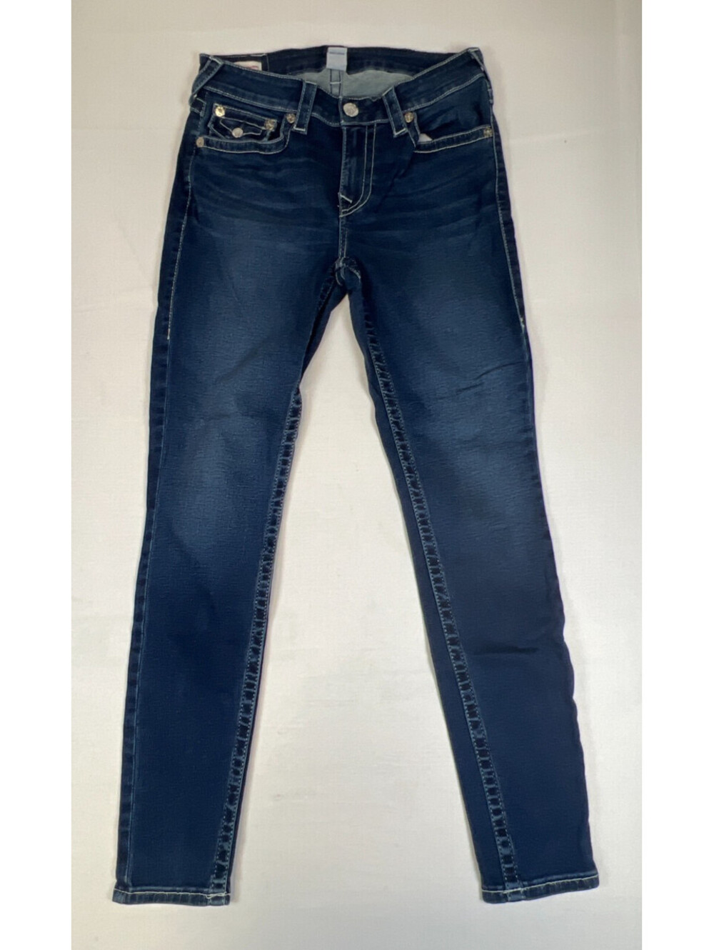 True Religion Women 28 Jennie Curvy Mid Rise Skinny Dark Blue Denim Jeans